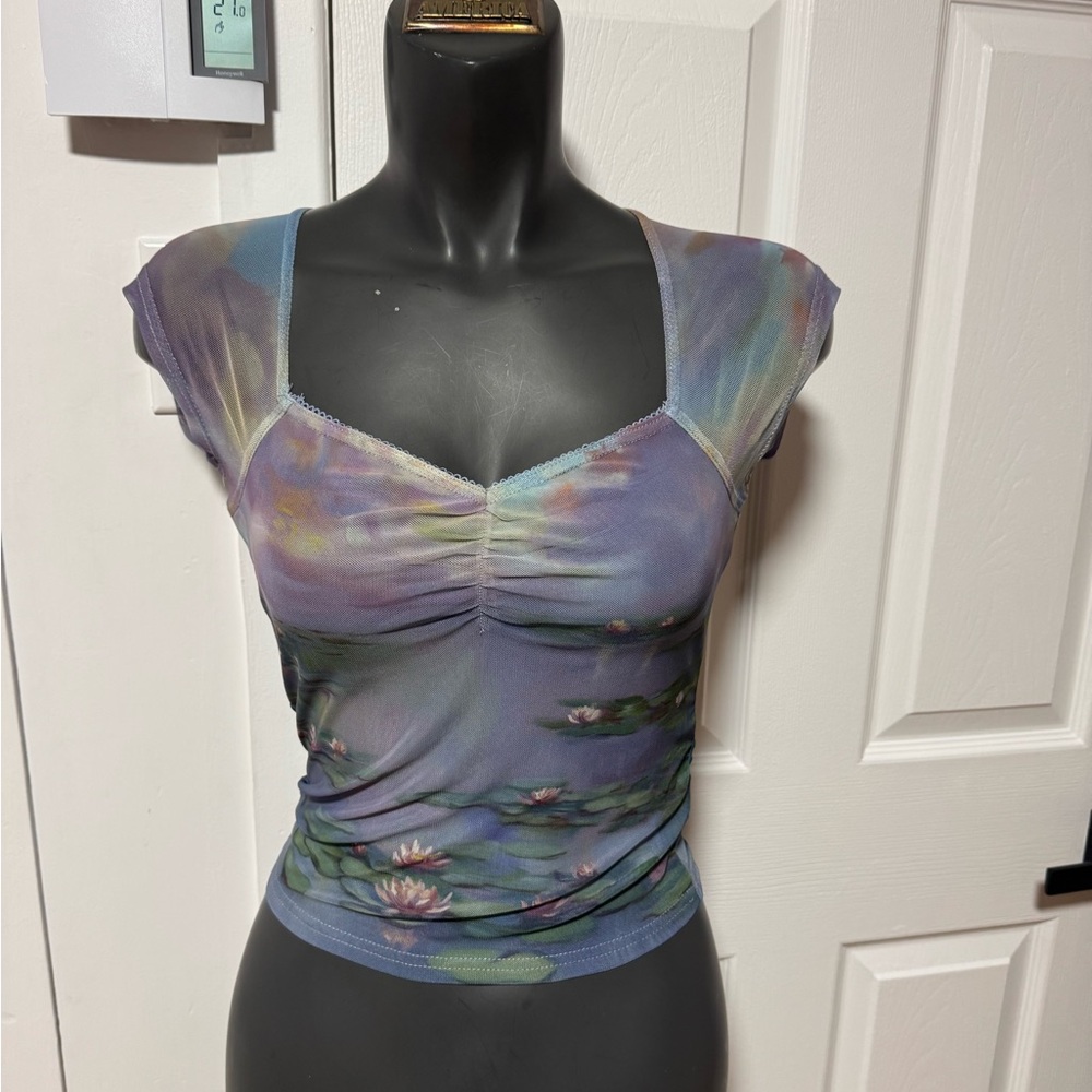 Water Lily Ruched Sheer Crop Top